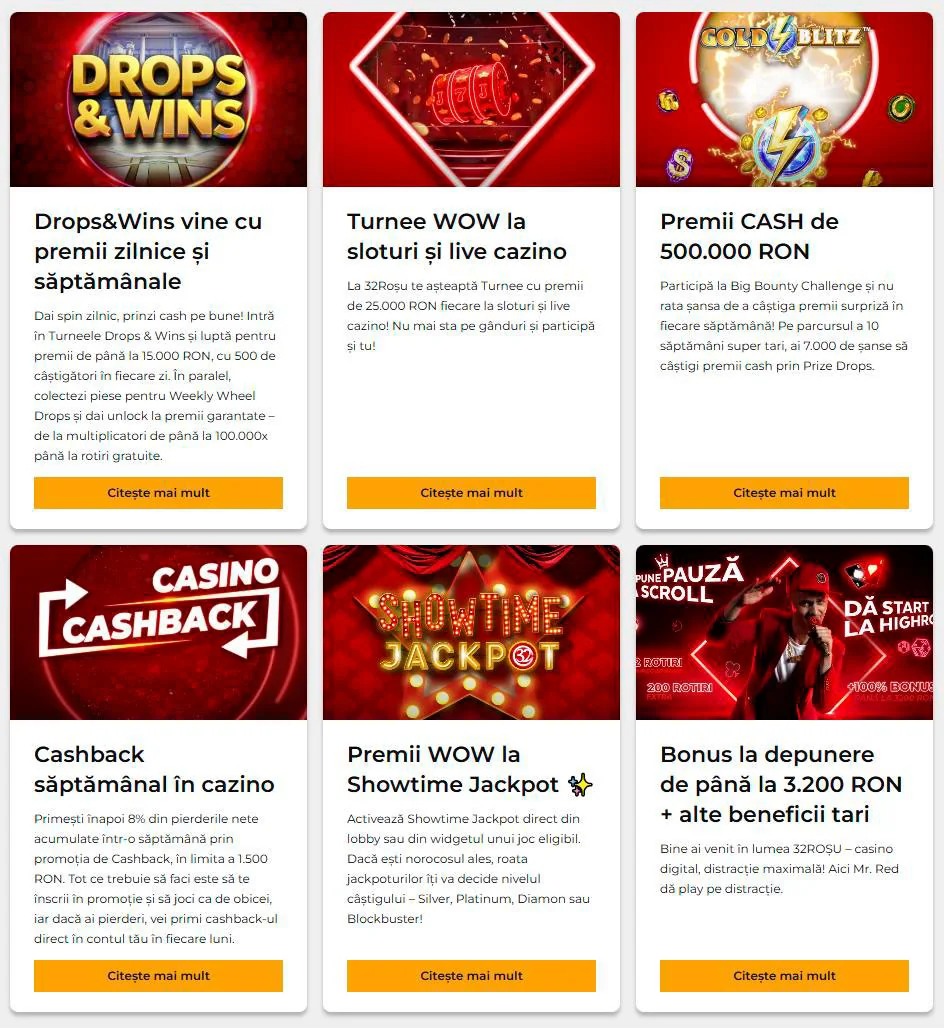 Bonusuri și Promoții la 32Rosu
